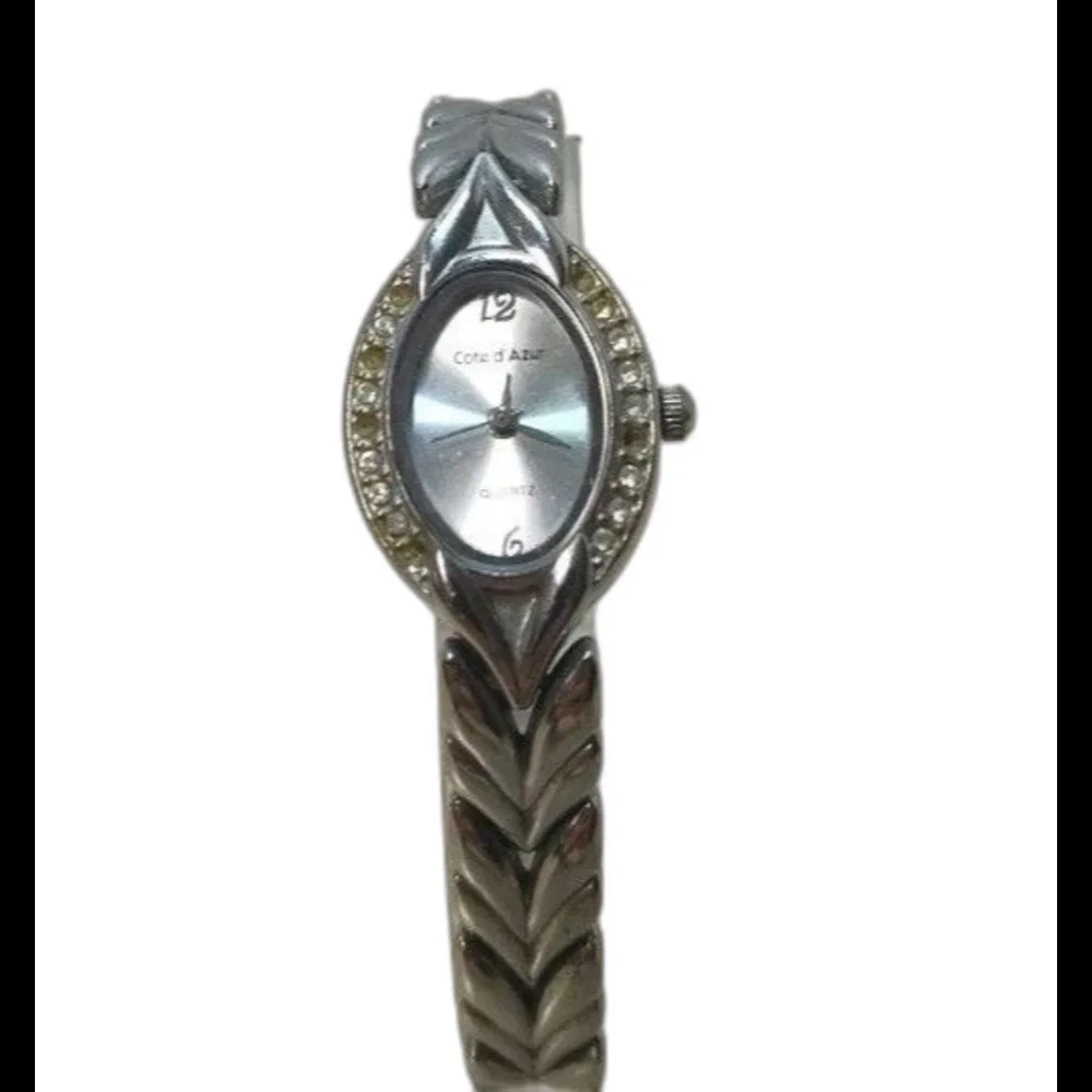 Cote d' Azur Watch Women Silver Tone Mother Of Pearl Dial Dainty Quartz